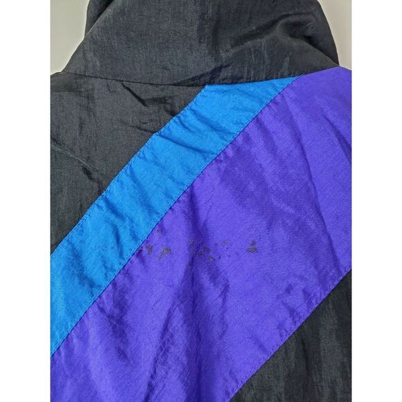 VTG Sunterra Womens Black M Totally 80s‎ Windbreaker Jacket Block Abstract Retro - Picture 7 of 8